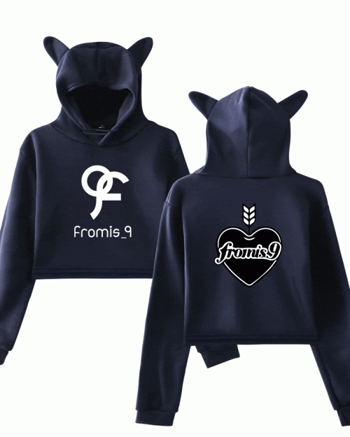 Fromis_9 Heart Badge Cropped Hoodie