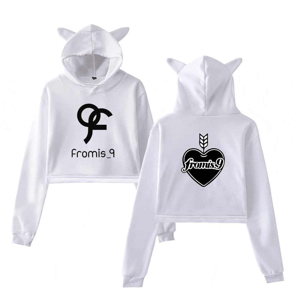 Fromis_9 Heart Badge Cropped Hoodie - Image 3