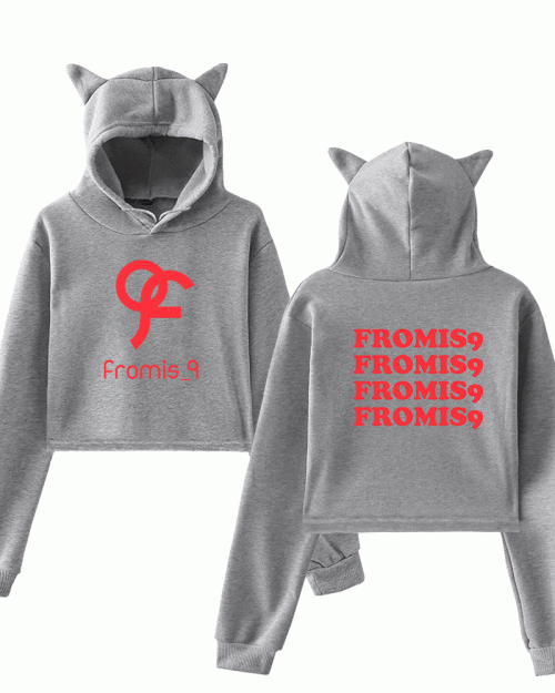 Fromis_9 Red Monogram Cropped Hoodie